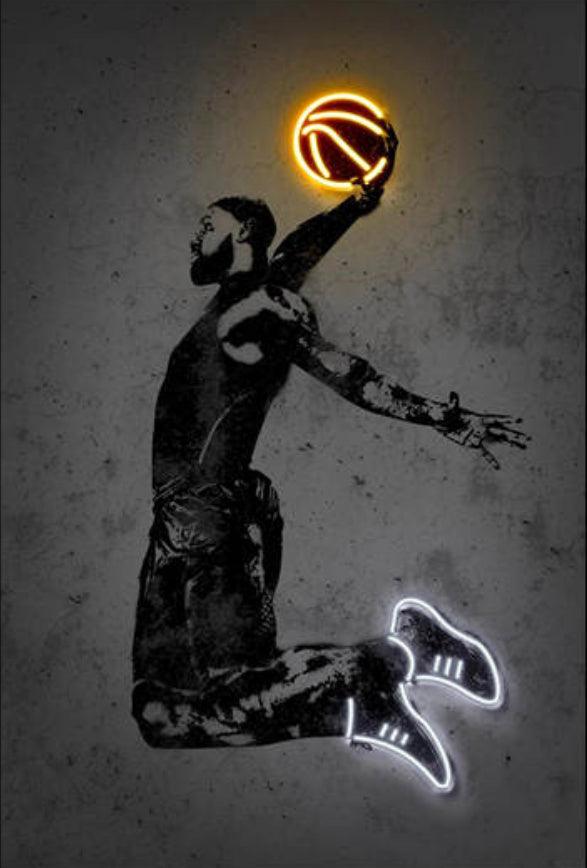 LeBron James Neon Effect NBA Wall Art Poster - Aesthetic Wall Decor