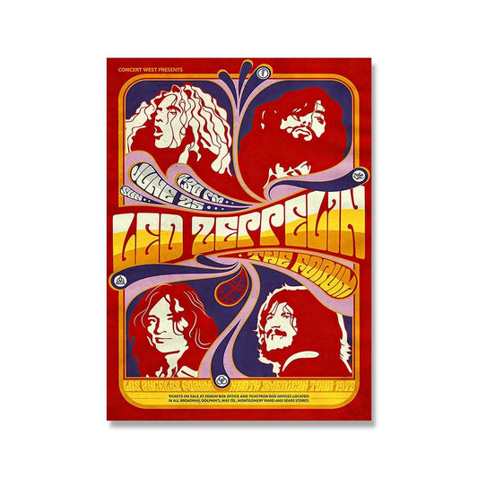 Led Zeppelin At The Forum Concert Rock Band Poster - Aesthetic Wall Decor