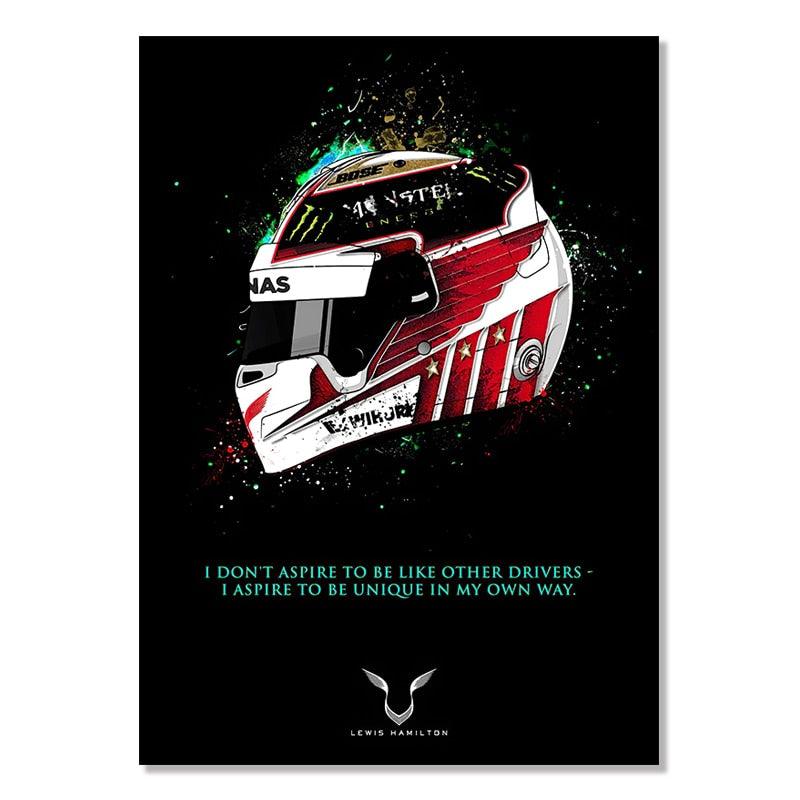 Lewis Hamilton Formula 1 Helmet Wall Art Poster - Aesthetic Wall Decor