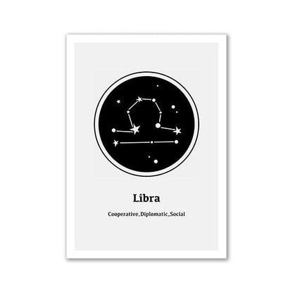 Libra Zodiac Sign Horoscope Wall Art Poster - Aesthetic Wall Decor