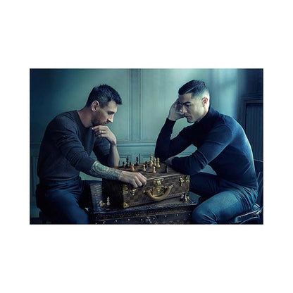 Lionel Messi Cristiano Ronaldo Chess Futbol Soccer Poster - Aesthetic Wall Decor
