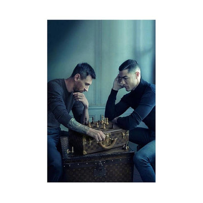 Lionel Messi Cristiano Ronaldo Chess Futbol Soccer Poster - Aesthetic Wall Decor
