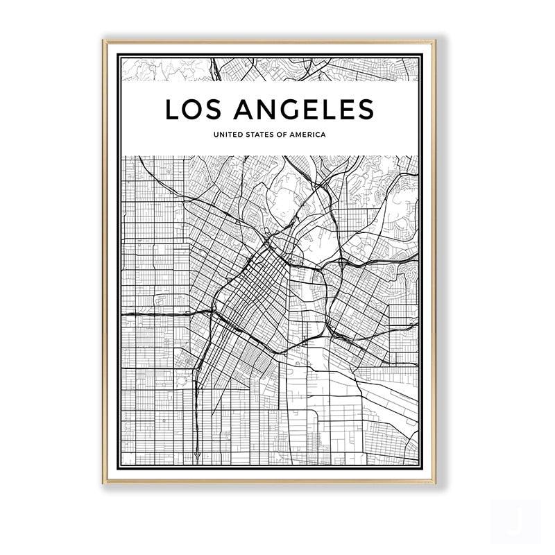 Los Angeles Minimalist Map Canvas Print Poster - Aesthetic Wall Decor