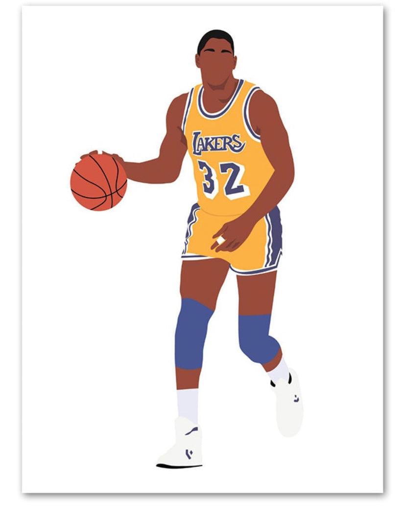 Magic Johnson NBA Lakers Faceless Minimalist Canvas Print Poster - Aesthetic Wall Decor