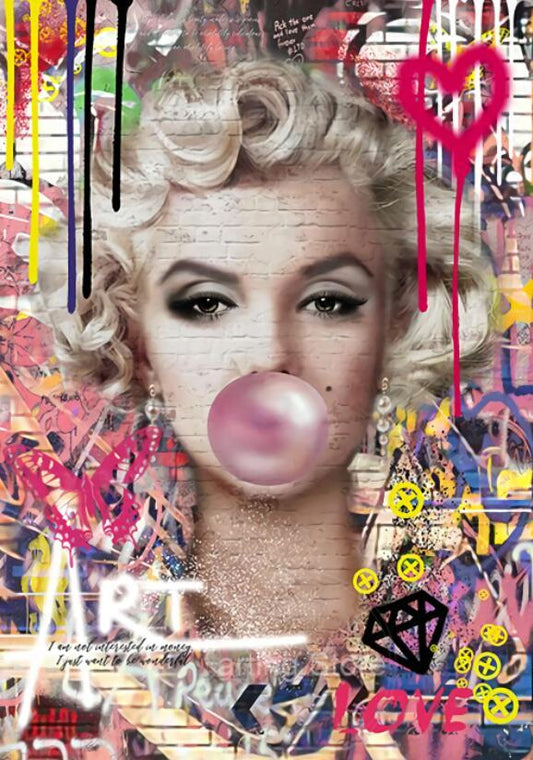 Marilyn Monroe Bubble Gum Pop Art Painting Poster - Aesthetic Wall Decor