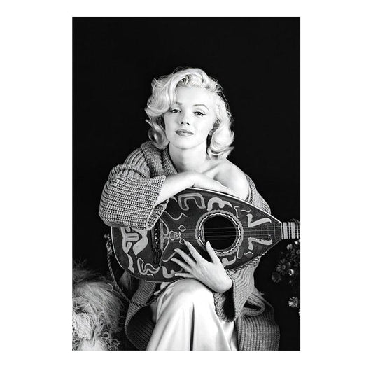 Marilyn Monroe Guitar Iconic Photo Poster - Aesthetic Wall Decor
