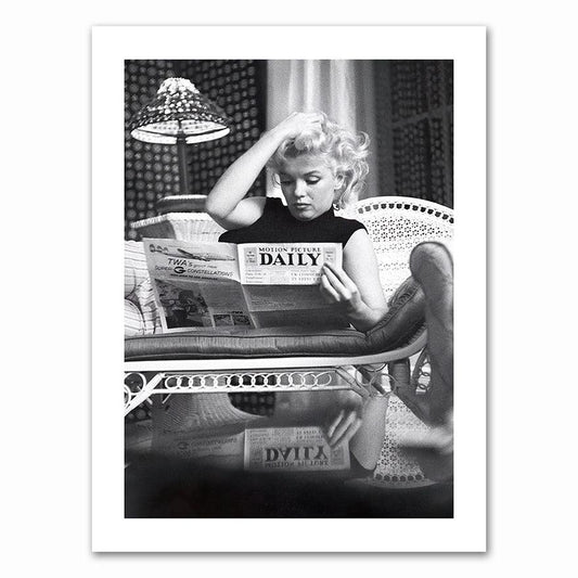 Marilyn Monroe Reading Iconic Black and White Poster - Aesthetic Wall Decor