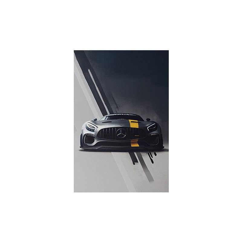 Mercedes GT Watercolor Sports Car Poster - Aesthetic Wall Decor