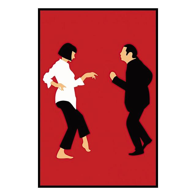 Mia Wallace Vincent Vega Pulp Fiction Red Minimalist Movie Poster - Aesthetic Wall Decor