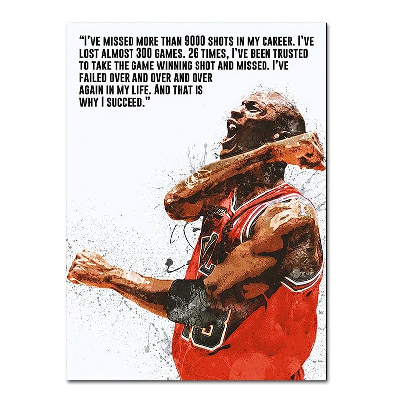 Michael Jordan Ive Missed More Than 9000 Shots In My Career Motivational Quote White Poster - Aesthetic Wall Decor