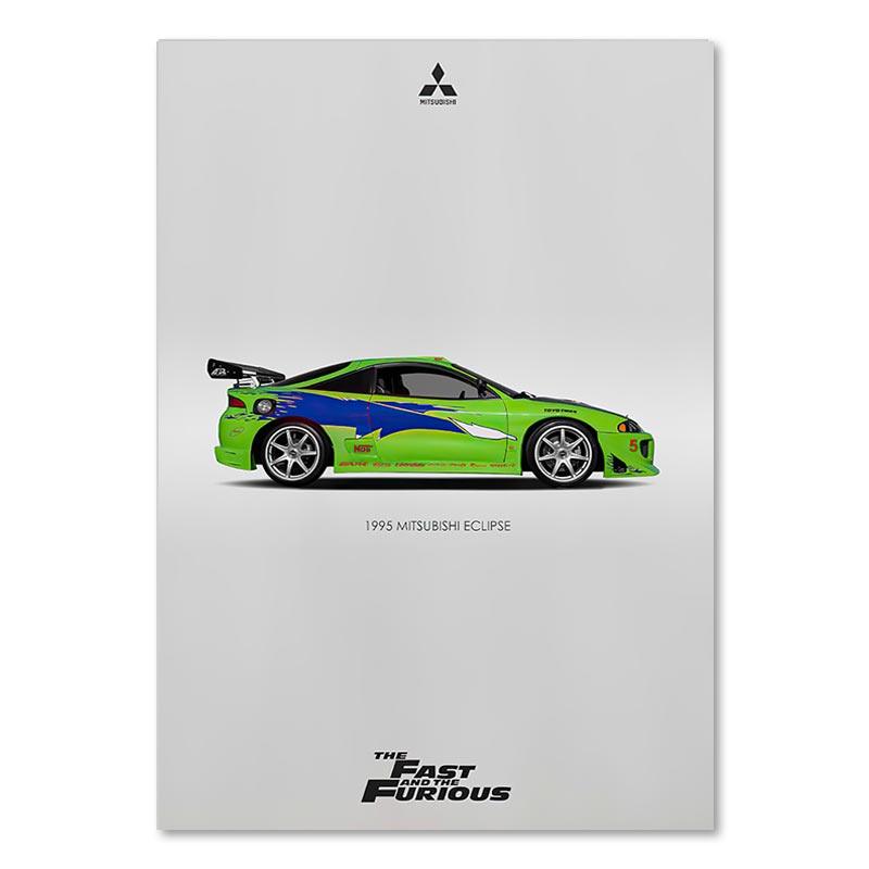 Mitsubishi Eclipse Fast and Furious Minimalist Poster - Aesthetic Wall Decor