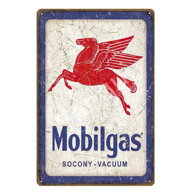 Mobilgas Socony-Vacuum Oil Mechanic Shop Art Metal Sign - Aesthetic Wall Decor