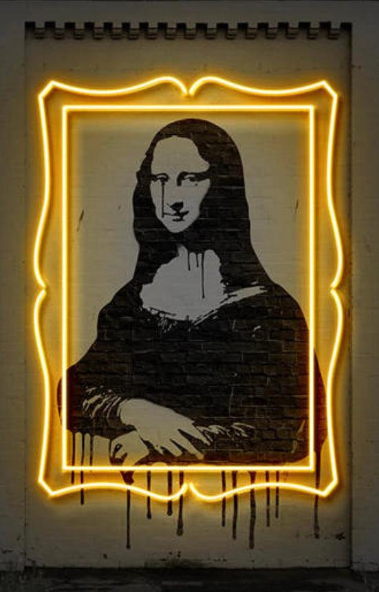 Mona Lisa Neon Effect Canvas Print Poster - Aesthetic Wall Decor