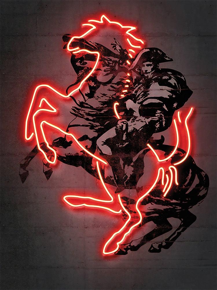 Napoleon Bonaparte Iconic Painting Neon Effect Wall Art Poster - Aesthetic Wall Decor