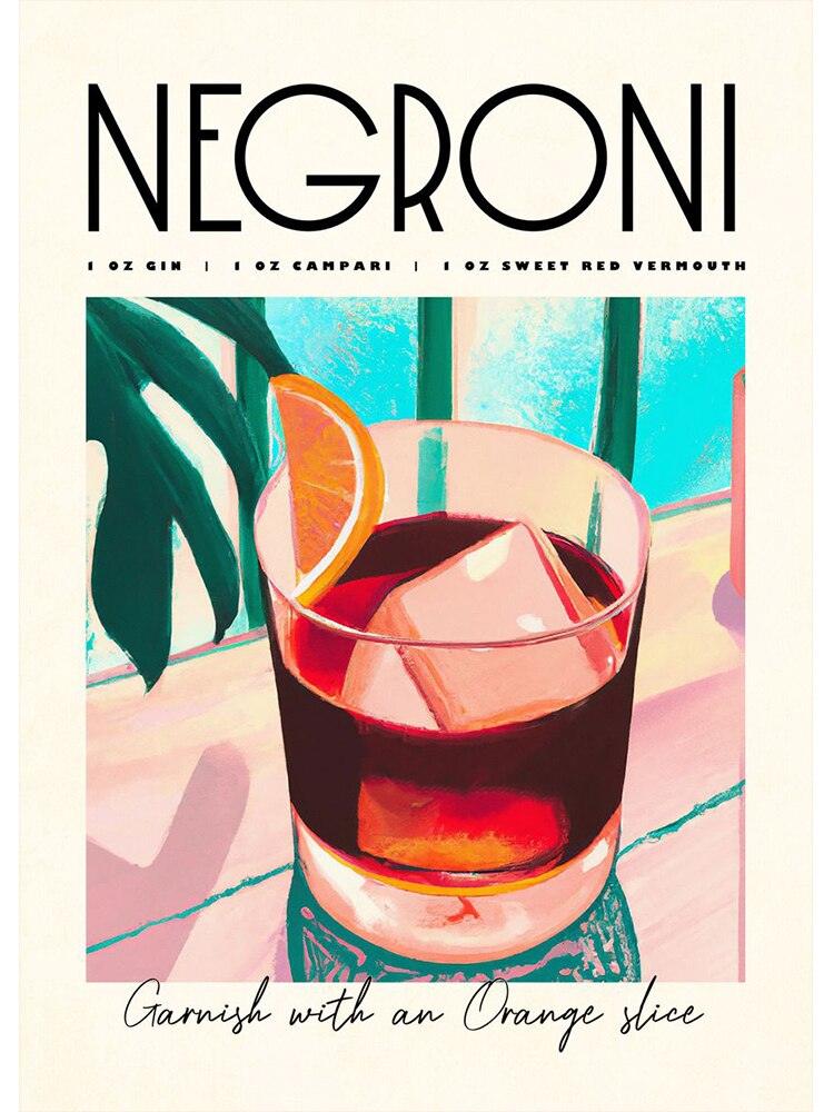 Negroni Cocktail Bar Poster - Aesthetic Wall Decor