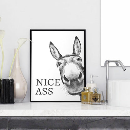 Nice Ass Donkey Funny Bathroom Poster - Aesthetic Wall Decor
