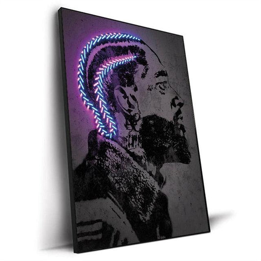 Nipsey Hussle Rap Abstract Neon Effect Wall Art Poster - Aesthetic Wall Decor