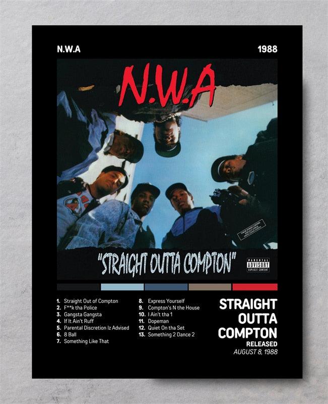 NWA Straight Outta Compton Rap Music Album Cover Wall Art Poster - Aesthetic Wall Decor
