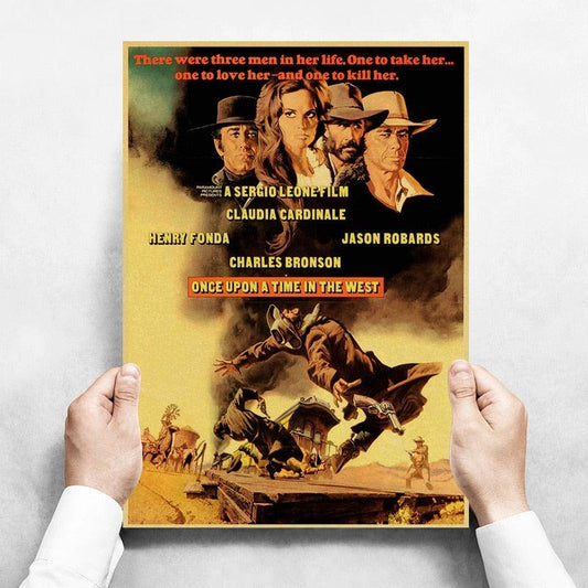 Once Upon a Time In the West Cast Vintage Western Movie Wall Art Poster - Aesthetic Wall Decor