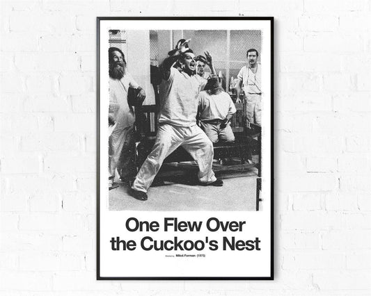 One Flew Over The Cuckoos Nest Black and White Minimalist Movie Poster - Aesthetic Wall Decor
