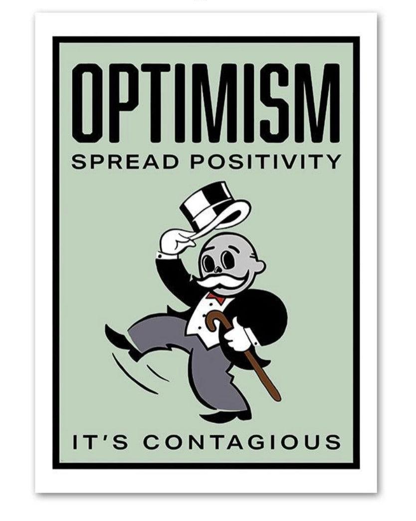 Optimism Monopoly Style Motivational Entrepreneur Wall Art Poster - Aesthetic Wall Decor