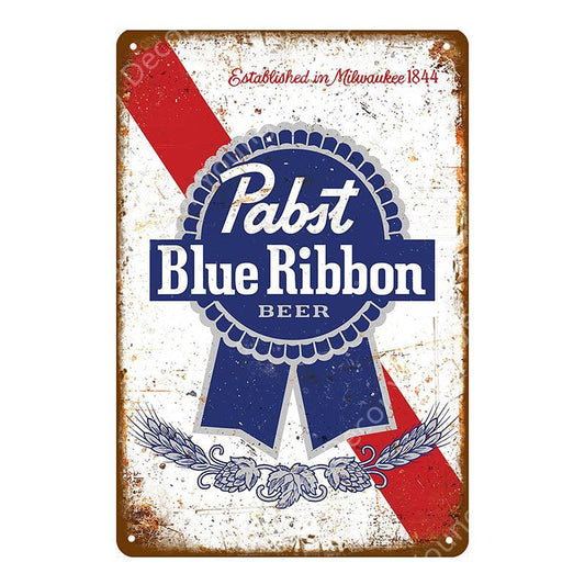 Pabst Blue Ribbon Vintage Bar Decor Metal Sign - Aesthetic Wall Decor