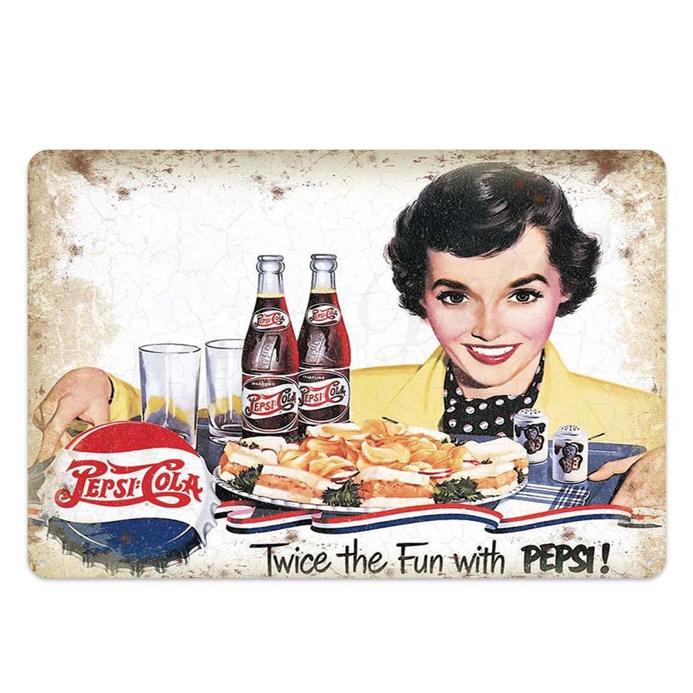 Pepsi Vintage Brand Wall Art Metal Signs - Aesthetic Wall Decor