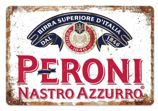 Peroni Nastro Azzurro Vintage Beer Decor Metal Sign - Aesthetic Wall Decor