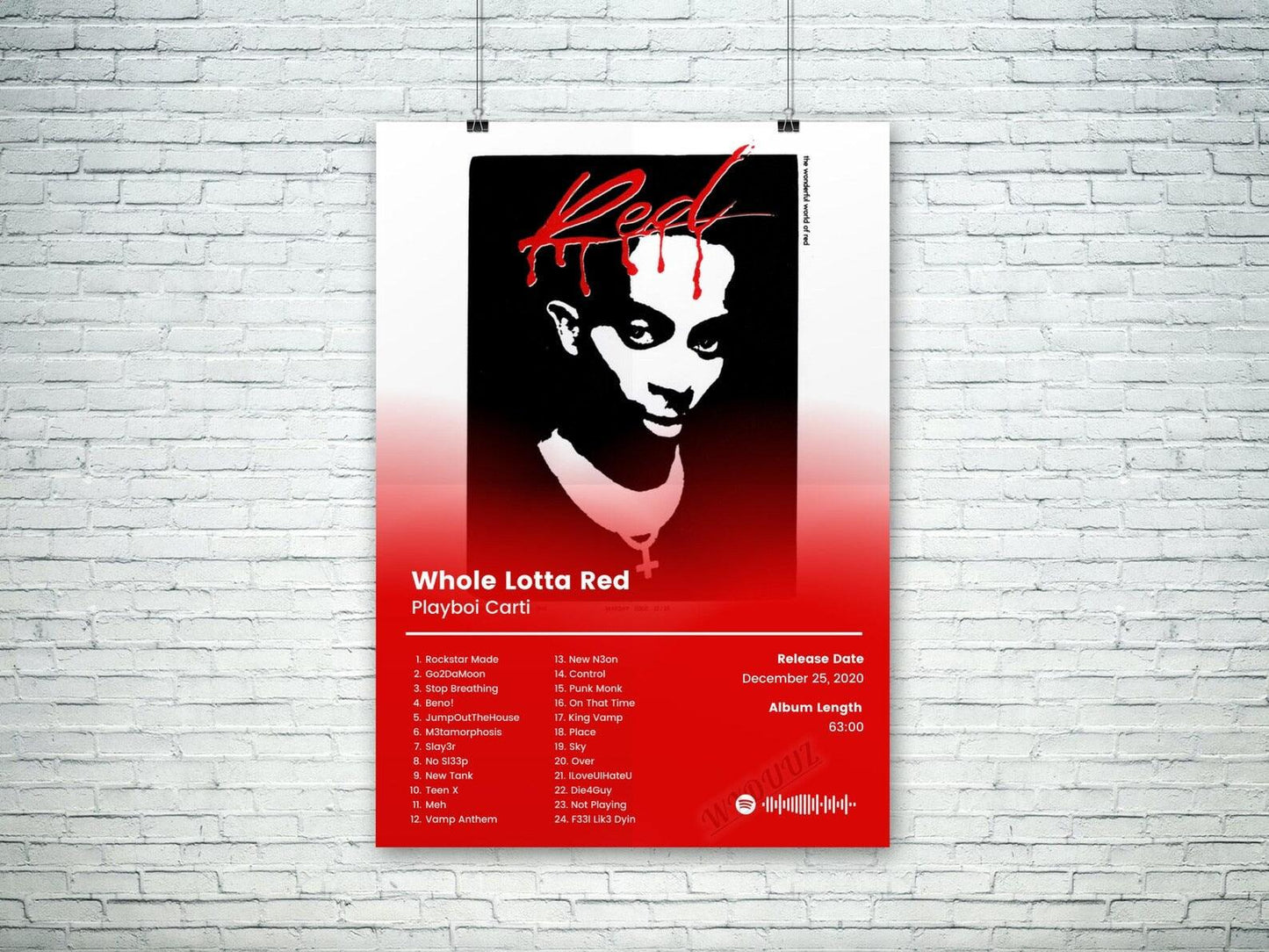 Playboi Carti Whole Lotta Red Rap Music Album Cover Poster - Aesthetic Wall Decor