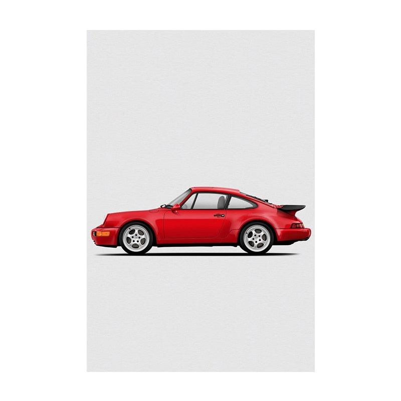 Red Porsche Car Minimalist Poster - Aesthetic Wall Decor