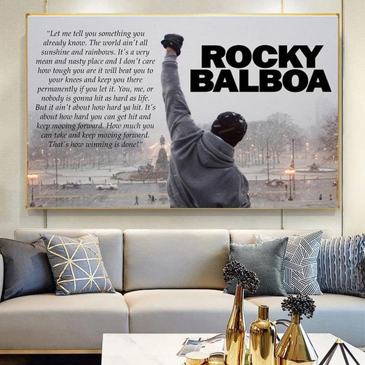 Rocky Balboa-The World Ain't All Sunshines and Rainbows-Motivational Quote Poster - Aesthetic Wall Decor