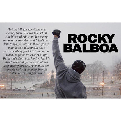 Rocky Balboa-The World Ain't All Sunshines and Rainbows-Motivational Quote Poster - Aesthetic Wall Decor