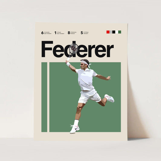 Roger Federer Tennis Sports Minimalist Wall Art Poster - Aesthetic Wall Decor