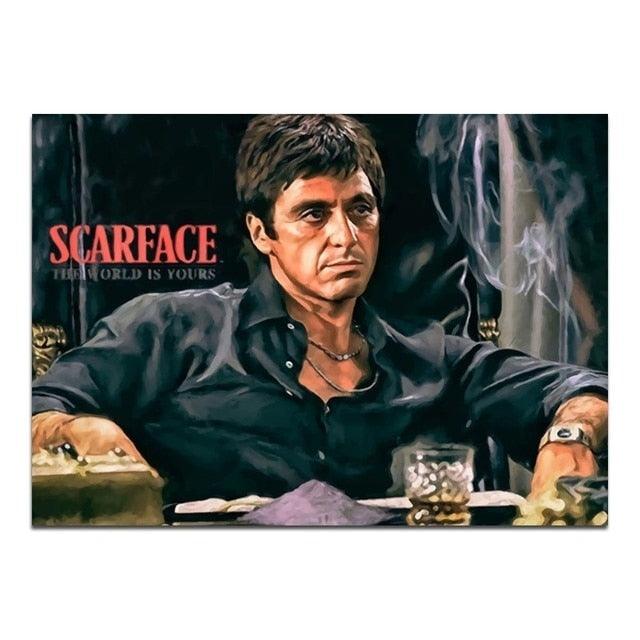 Scarface Behind the Desk Painting Wall Art Poster – Aesthetic Wall Decor