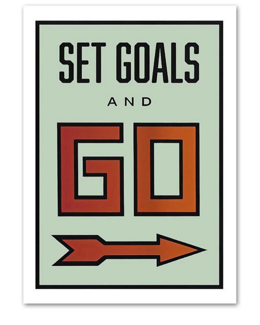 Set Goals And Go Monopoly Style Motivational Entrepreneur Wall Art Poster - Aesthetic Wall Decor
