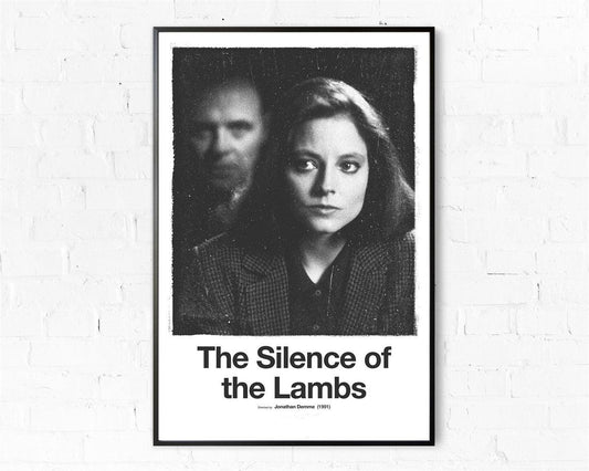 Silence Of The Lambs Black and White Minimalist Movie Poster - Aesthetic Wall Decor