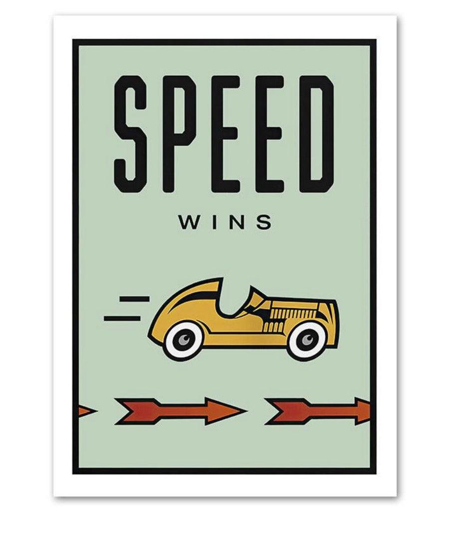 Speed Wins Monopoly Style Motivational Entrepreneur Wall Art Poster - Aesthetic Wall Decor