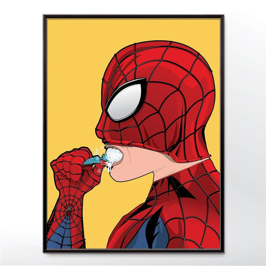 Spiderman Superhero Tooth Brush Bathroom Poster - Aesthetic Wall Decor