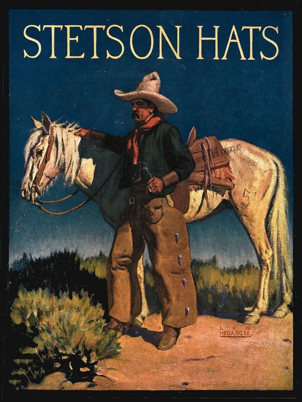 Stetson Hats Vintage Cowboy Western Metal Sign - Aesthetic Wall Decor