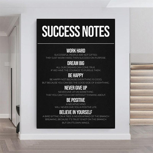 Success Notes Motivational Inspirational Poster - Aesthetic Wall Decor