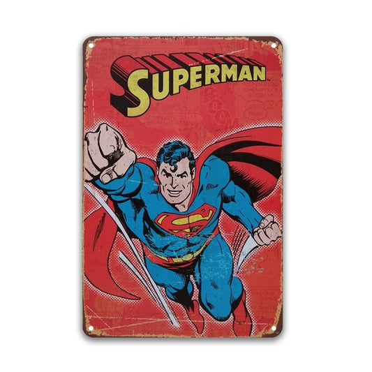 Superman Flying Vintage Metal Sign - Aesthetic Wall Decor