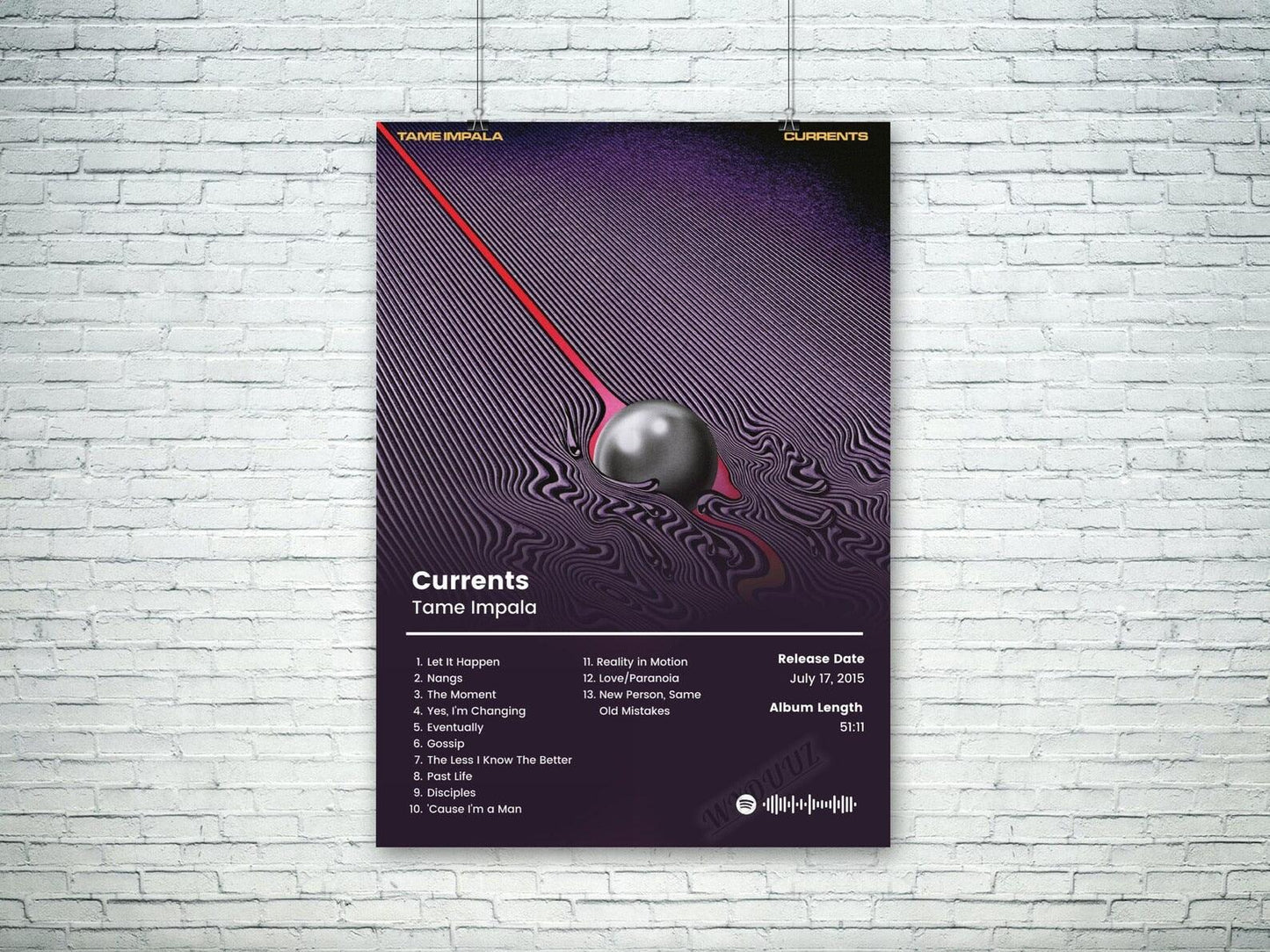 Tame Impala Currents Alternative Music Album Cover Wall Art Poster - Aesthetic Wall Decor