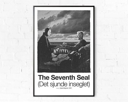The Seventh Seal Black and White Minimalist Movie Poster - Aesthetic Wall Decor