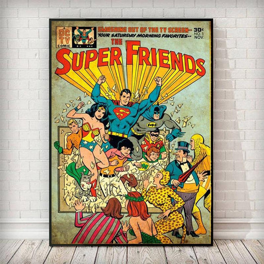 The Super Friends Vintage Comic Book Wall Art Poster - Aesthetic Wall Decor