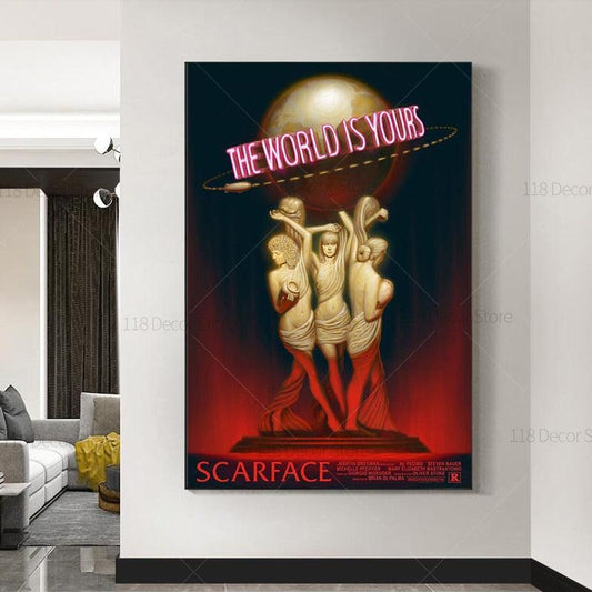 The World Is Yours Scarface Statue Movie Wall Art Poster - Aesthetic Wall Decor