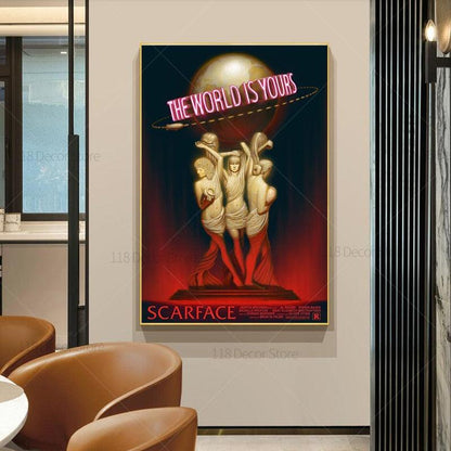 The World Is Yours Scarface Statue Movie Wall Art Poster - Aesthetic Wall Decor
