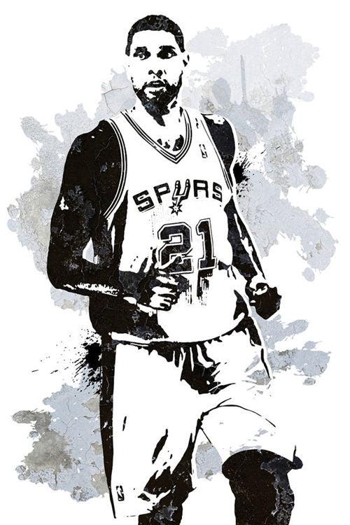 Tim Duncan Spurs Splash Painting NBA Wall Art Poster - Aesthetic Wall Decor