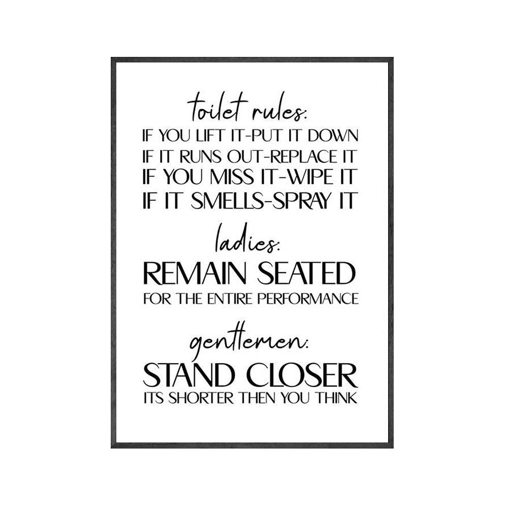 Toilet Rules Funny Bathroom Wall Art Poster - Aesthetic Wall Decor
