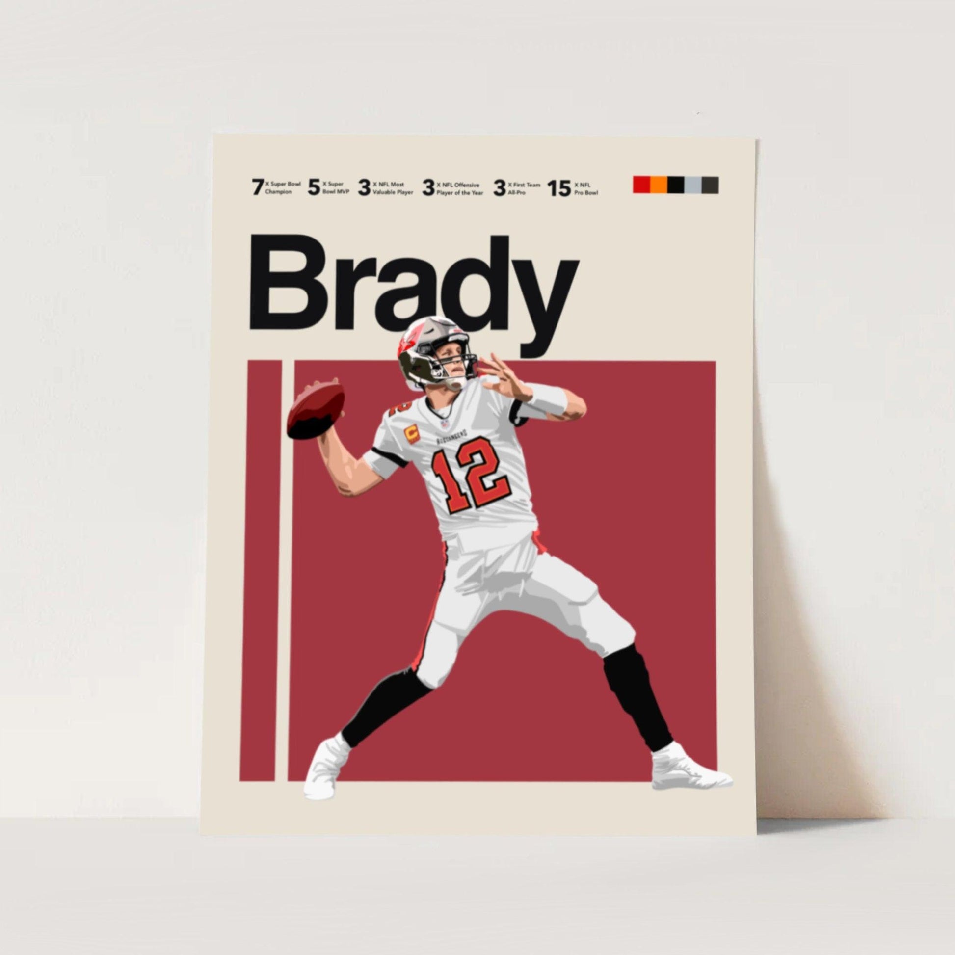 Tom Brady Buccaneers NFL Football Athlete Sports Minimalist Wall Art Poster - Aesthetic Wall Decor