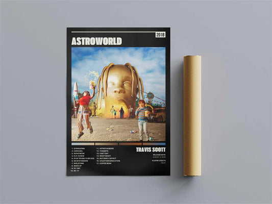 Travis Scott Astroworld Rap Music Album Cover Wall Art Poster - Aesthetic Wall Decor